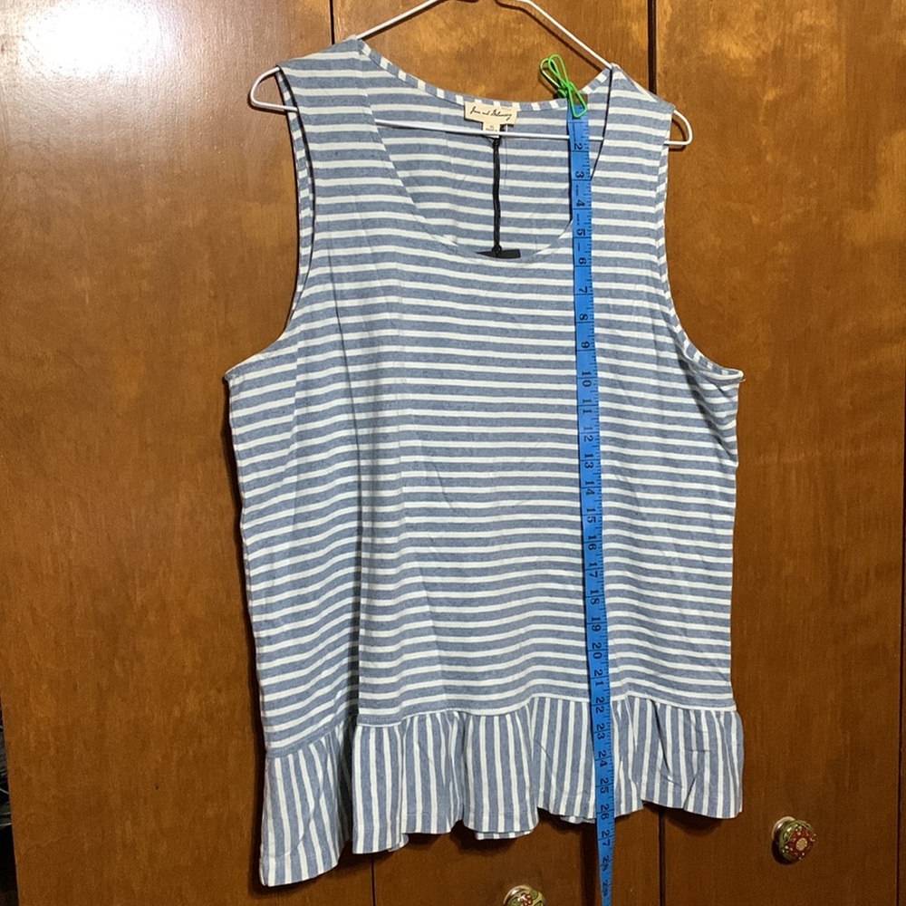 🆕 JANE AND DELANCEY - Blue & White Stripe ,Casual Sleeveless Womans Shirt. (XL) - Picture 4 of 9